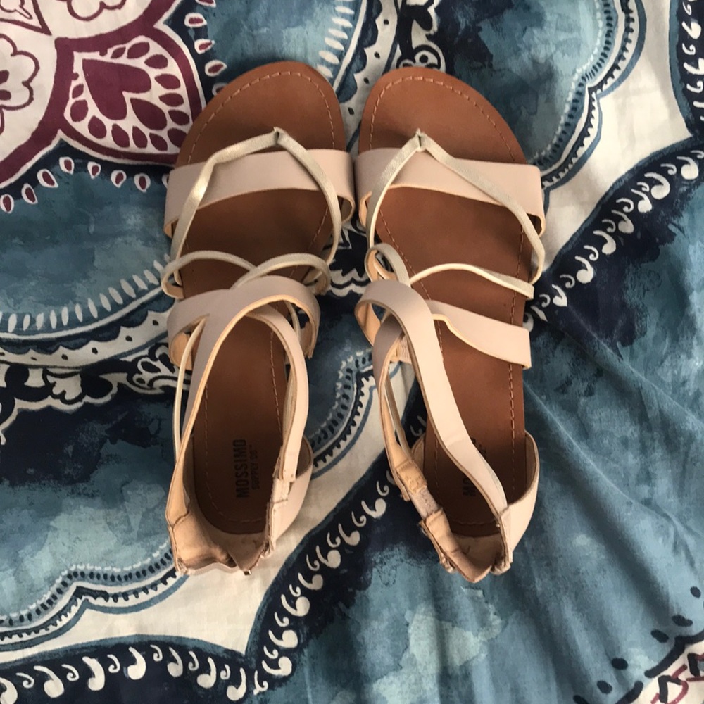 gold and nude aviator flats